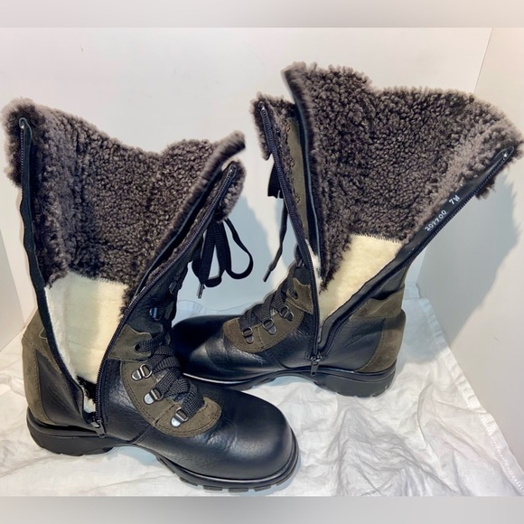 Women’s MARTINO Canadian leather suede and shearling lined winter boots Sz 7W - Picture 13 of 16